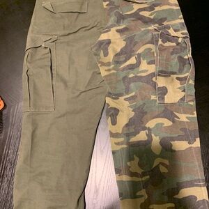 Fashion Nova Dual-Tone Olive and Camouflage Cargo Pants